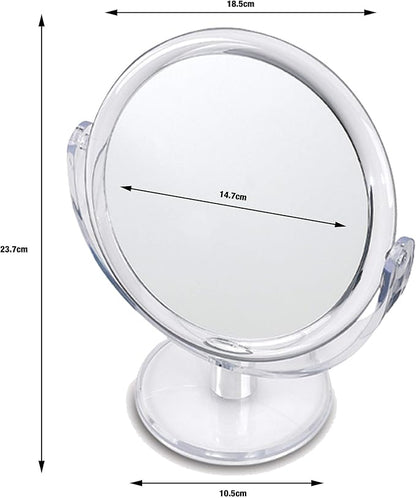 Danielle Creations 6.75-Inch Double Sided Vanity Makeup Mirror with Ultra Vue Glass, 12x Magnfication, Clear Acrylic