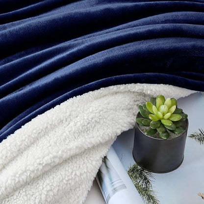 Walensee Sherpa Fleece Blanket (King Size 108”x90” Navy) Plush Throw Fuzzy Super Soft Reversible Microfiber Flannel Blankets for Couch, Bed, Sofa Ultra Luxurious Warm and Cozy for All Seasons