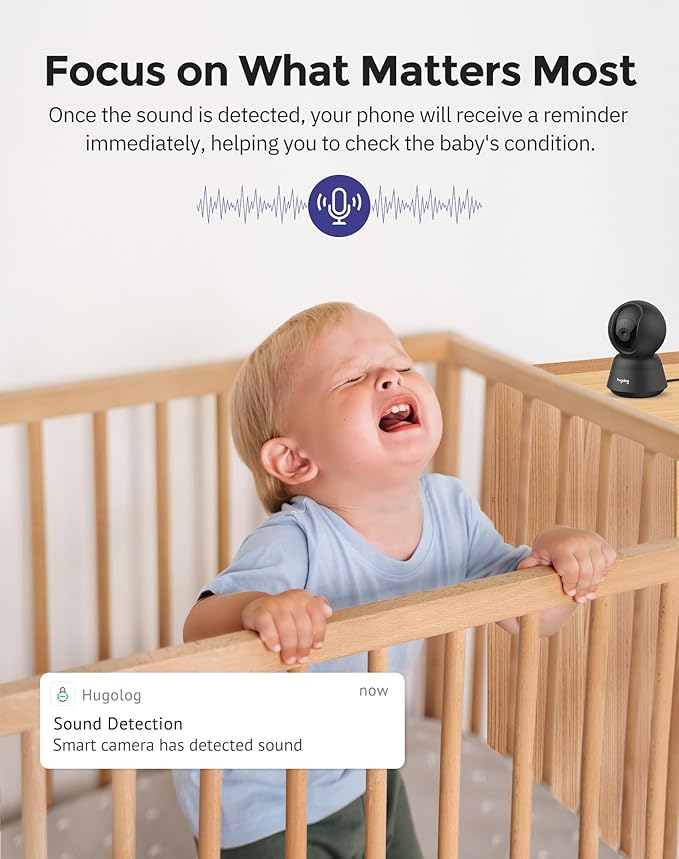 Hugolog 3K 5MP Indoor Pan/Tilt Security Camera with Auto-Focus,2.4 GHZ/5 GHZ,Ideal for Baby Monitor/Pet Camera,Starlight Color Night Vision,Human/Pet AI,Two-Way Audio,US Cloud,Compatible with Alexa-Mewly Pet