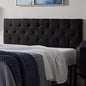 Lucid Mid-Rise Upholstered Headboard - Diamond Tufted - Padded Polyester - Adjustable Height from 34” to 46” - Easy Assembly - Bed Frame or Wall Mount - Sturdy - Black - Full / Full XL Size