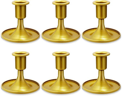 Candlestick Holders 6 PCS Short Metal Taper Candle Holders, KSWING Gold Candle Stick Holders Set, Perfect for Table Centerpiece Mantel Party Wedding Christmas Home Decor, Set of 6