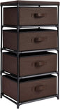 Juvale 4-Tier Closet Organizers & Storage Dresser - 16.5 in L x 13 in W x 33 in H, Dark Brown, Modern - Fabric Drawers for Bedroom Storage & Closet - Metal Frame Clothes Dresser for Narrow Spaces