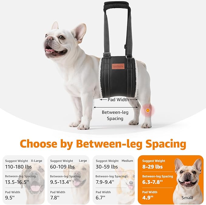 LOOBANI Portable Dog Sling for Back Legs, Hip Support Harness to Help Lift Dogs Rear for Canine Aid and Old K9 Cruciate Ligament Rehabilitation-Mewly Pet