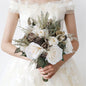 Wedding Bouquet Artificial Roses Flower Bride Bridal Bouquets Handmade Silk Creamy Flower Wedding Bridal Bouquets for Church Party Home Decoration