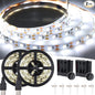 16.4FT Daylight White LED Strip Light with USB Plug+Battery Box Operated, 6000K Soft White Ribbon Strip, Adhesive 300LED Flexible Strip Tape for Kitchen Bedroom Under Cabinet TV Computer