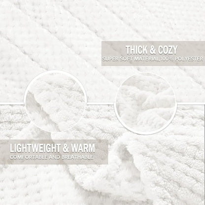 Exclusivo Mezcla Fleece Throw Blanket Extra Large, Super Soft and Warm Blankets for Couch, Sofa and Bed Waffle Textured, Cozy, Fuzzy and Lightweight (Off White, 50x70 Inches)