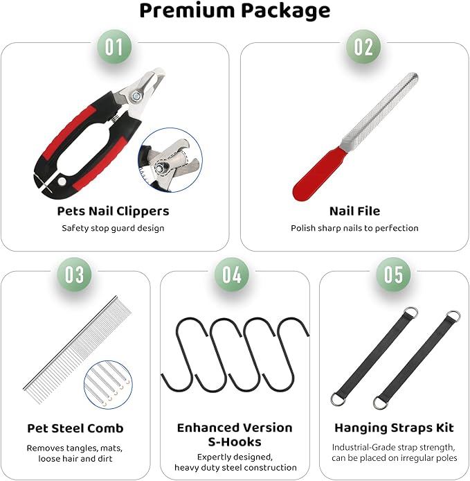 Guzekier Pet Dog Grooming Hammock Harness for Cats & Dogs, Dog Sling for Grooming, Dog Hammock Restraint Bag with Nail Clippers/Trimmer, Nail File, Pet Comb,Ear/Eye Care-Mewly Pet