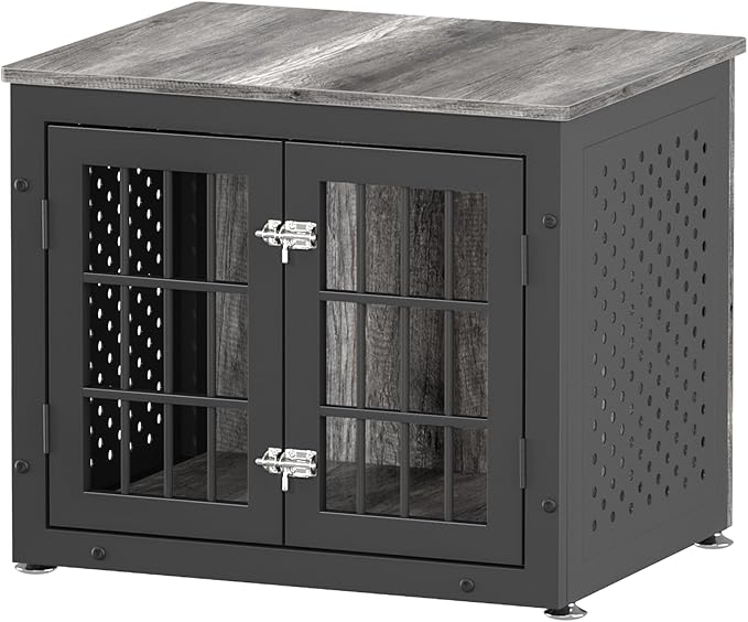 26" Heavy Duty Dog Crate Furniture for Small Dogs, Metal Kennel for High Anxiety Dogs, Chew Proof Pet Cage Indoor, Decorative Dog Kennel End Table-Mewly Pet