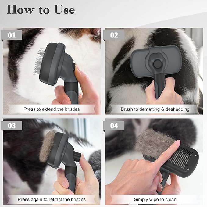 Swihauk Self Cleaning Slicker Brush - Skin Friendly for Dogs & Cats, Deshedding Grooming Tool for Shedding Hair, Puppy Brush for Haired Pets-Mewly Pet