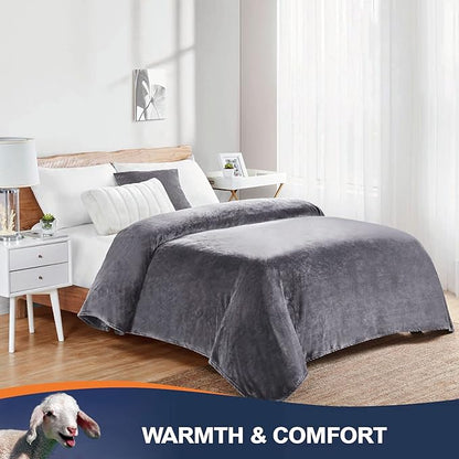 Walensee Fleece Blanket Plush Throw Fuzzy Lightweight (Queen Size 90x90 Dark Grey) Super Soft Microfiber Flannel Blankets for Couch, Bed, Sofa Ultra Luxurious Warm and Cozy for All Seasons