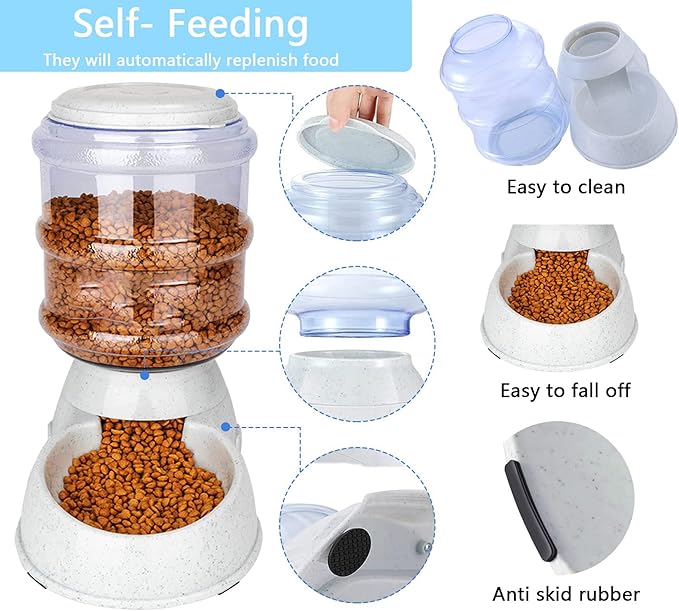 Automatic Dog Feeders, Dog Feeder Dispenser for Large Dogs, 3 Gallon Gravity Automatic Dog Cat Feeder Station, Dry Food Storage Container Bowl for Adult Dogs-Mewly Pet