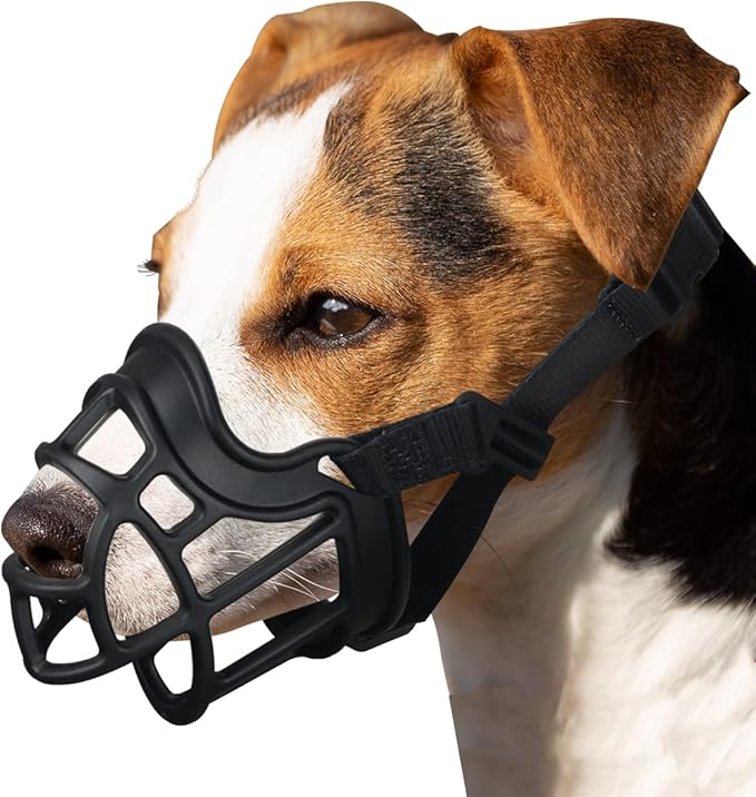 BARKLESS Dog Muzzle, Basket Muzzle Anti Biting Chewing, Sturdy Lightweight Cage Mouth Cover for Small Medium Large Sized Dogs, Allows Panting Drinking, Suitable for Grooming Trimming Training-Mewly Pet