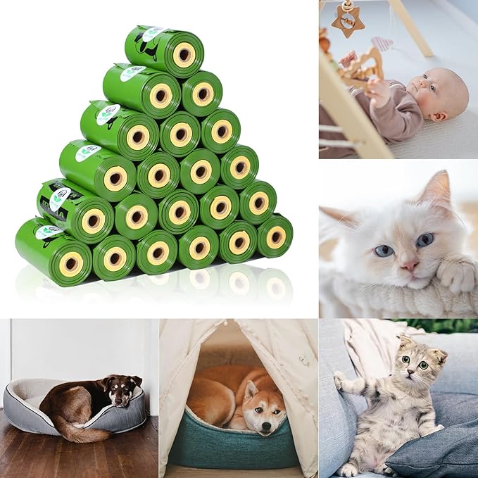 ECO-CLEAN Dog Poop Bags with 3 Bags Left Indicator - 360 Count Extra Thick and Leak Proof Pet Waste Bags with 1 dispenser, Unscented-Mewly Pet