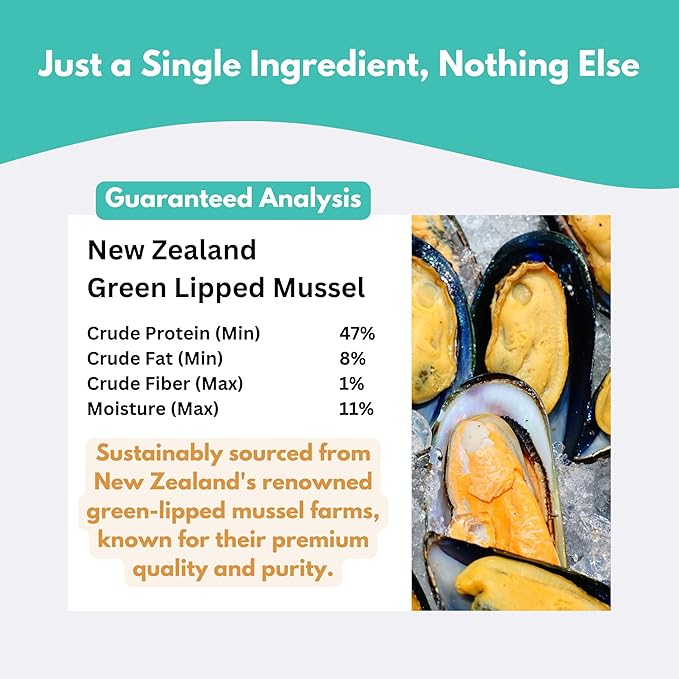 ALFIE'S TREATOS Green Lipped Mussels for Dogs & Cats (5.3 oz, 2x2.65 oz), Value Bundle, Air-Dried Dog Treats, Natural Supplement & Omega-3 Food Topper, Single Ingredient, Freeze-Dried Alternative-Mewly Pet
