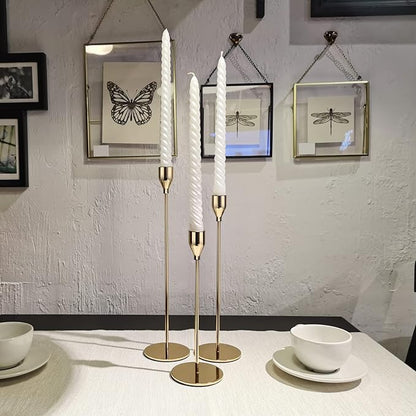 Gold Candle Holder Set of 12 Candlestick Holders Taper Candle Holders Metal Tall Candle Stick for Wedding Tables Centerpieces Candlelight Dinner Home Decor(Candles not Include)