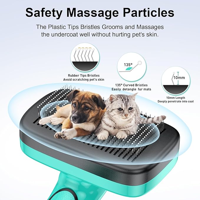 Dog Brush Kit for Grooming Short & Long Haired Dogs & Cats, 5 in 1 Pet Grooming Set for Small Animals, 5 PCS Puppy Self-Cleaning Slicker Brush and Pet Comb for Shedding Medium & Large Dogs-Mewly Pet