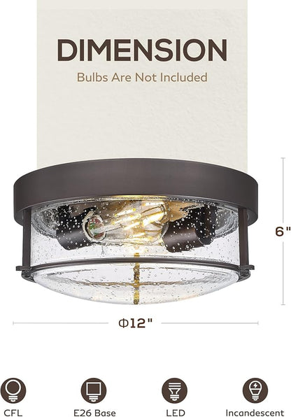 FEMILA Motion Sensor Outdoor Ceiling Light, Oil Rubbed Bronze Flush Mount Light Fixture, Farmhouse Porch Ceiling Lights Outdoor, 12" Kitchen Lighting Fixtures Ceiling Mount, 4FTJ22-F-SE ORB