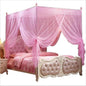 4 Corners Post Pink Canopy Bed Curtain Full Bed for Girls & Adults - 4 Opening Mosquito Net - Princess Bedroom Decoration