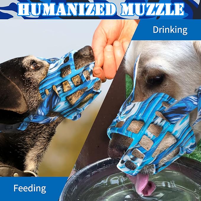 BARKLESS Dog Muzzle, Silicone Basket Muzzle for Small Medium Large Dogs, Soft Cage Mouth Cover Prevent Biting Chewing, Allow Drinking Panting, Suitable for German Shepherd-Mewly Pet