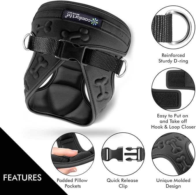 Comfort Fit No Pull Dog Harness for Medium Small Large Dogs Step-in Dog Vest Harness with Adjustable Buckle All Weather Comfortable Soft Padded Easy Control Handle Ideal for Walking Running Training-Mewly Pet