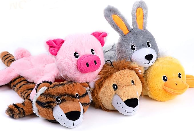 Nocciola 5 PCS Less Stuffing Dog Squeaky Toys for Aggressive Chewers, Durable Plush Dog Toy Set with Stuffed Head for Small to Large Dogs-Mewly Pet