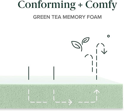 ZINUS 12 Inch Full Green Tea Memory Foam Mattress [New Version], Fiberglass free, Medium Firm Feel, Zoned Pressure Relief, Certified Safe Foams & Fabric, Mattress in A Box