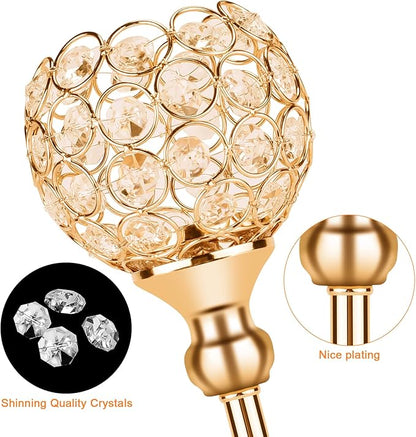 Gold Crystal Candle Holders Decorative Candelabra 3 Arms Candlesticks Holder Table Centerpiece Center Pieces Decoration for Dining Table Home Decor, Wedding, Party, Anniversary