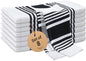 Urban Villa Dish Cloths 100% Cotton Pack of 8, Highly Absorbent Quick Drying Super Soft Premium Dish Towels for Kitchen with Hanging Loop Hand & Tea Towels - 12x12 Inch, (Black & White, Striped)