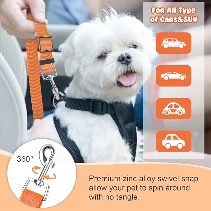 BWOGUE Pet Dog Cat Seat Belts, Car Headrest Restraint Adjustable Safety Leads Vehicle Seatbelt Harness (1 Pack)-Mewly Pet
