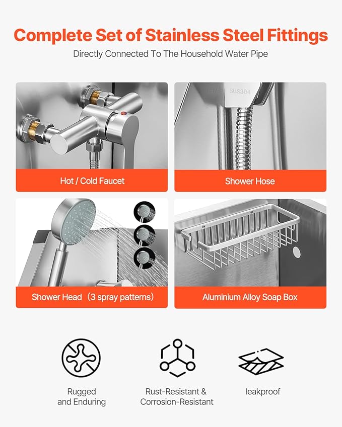 VEVOR Stainless Steel Dog Washing Station, 34 inch Pet Grooming Tub w/Faucet & Showerhead & Soap Holder & Play Balls Simple Dog Bathtub for Multiple Pets, Home Washing Sink-Mewly Pet