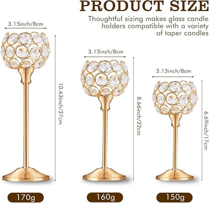 Crystal Candle Holders Set of 16 for Wedding Centerpieces Gold Or Silver Candle Holders Bulk Decorative Tealight Candle Holder for Wedding, Party,Table Centerpieces Decoration (Golden, 4Sets(12 Pcs))