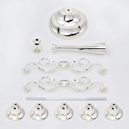 Metal Candelabra 5-Candle 10.1 Inch Tall Candle Holder Stick for Home Wedding Event and Party Festival,Silver