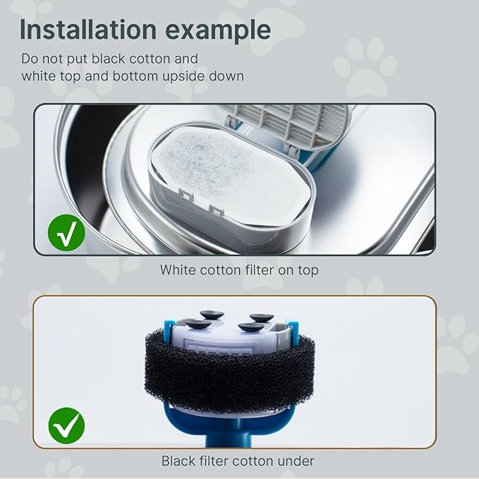 40 Pcs Cat Water Fountain Filters,20 Pack Cat Water Fountain Replacement Filters & 20 Pack Pre-Filter Sponges,Pet Fountain Filter Replacement for 3.2L/108oz Stainless Steel Fountain-Mewly Pet