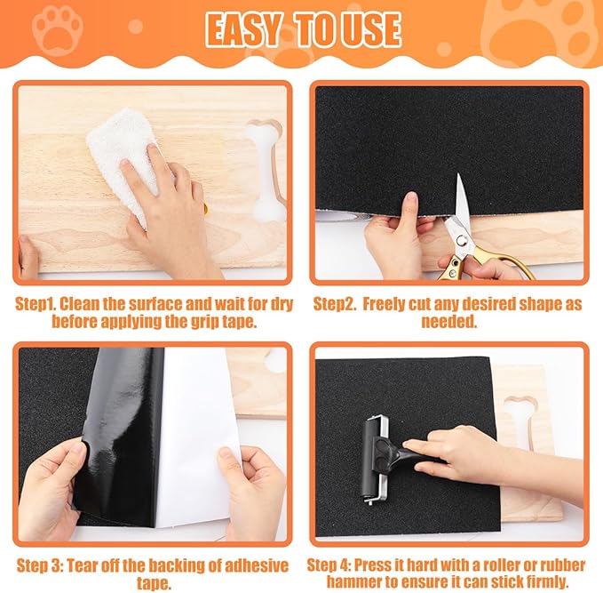 Pet Nail Self Adhesive Replacement Emery Paper Fits Most Dog Scratch Pad Cat Litter Box DIY on The Places Where Pets Like to Scratch Alternatives to Cat and Dog Nail Clippers (10in*13ft, White)-Mewly Pet