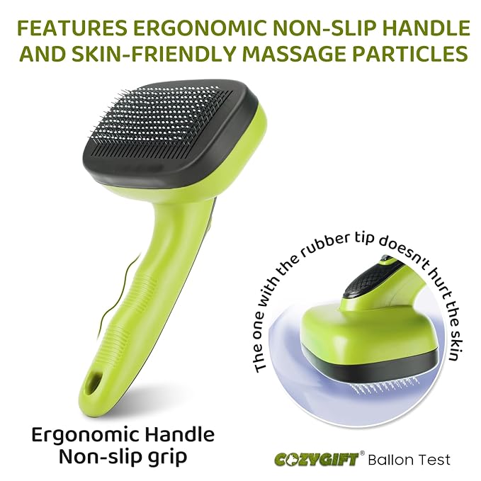 Dog Brush Kit – 3 PCS Grooming Set with Self-Cleaning Brush, Undercoat Rake & Pet Bath Brush. Great for Shedding, Tangles & Dirt Removal – Ideal for Long & Short Haired Dogs & Cats, Green-Mewly Pet