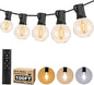 100FT LED Outdoor String Lights with 3 Color Lights, Dimmable String Lights for Outside with Remote, G40 Globe Waterproof Patio Lights with 50+2 Shatterproof Bulbs for Party Backyard BBQ House Camping