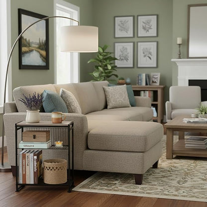 Dulcii Small Side Table for Small Spaces - Slim End Table with Magazine Holder Narrow End Table Living Room - Skinny Bedside Table Nightstand Bedroom Thin Side Table, Oak