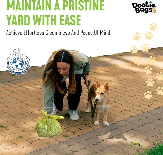 Pooch Approved Large Dootie Bags - Dog Poop Bags - Tie-Handles - 100 Count Dootie Strong and Leakproof - Perfect for Dogs & Cats - Litter - Pet Waste Cleanup - Swivel Bin & GoGo Stik Scoopers-Mewly Pet
