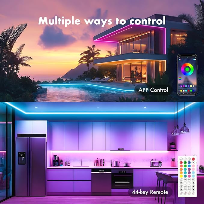 Neon Rope Lights, JIAMEI 19.6FT RGB LED Strip Lights, App Control, IR Remote, Music Syncing, Outdoor IP67 Waterproof, Flexible Strip Cuttable for BedHead,Underbed,Ceiling,Background Wall
