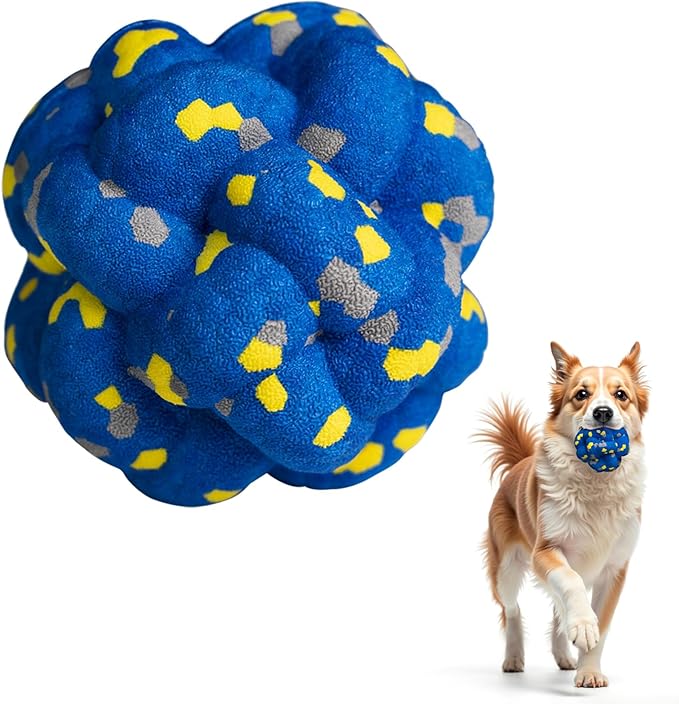 Upgrade Dog Balls Interactive Toys for Aggressive Chewers, Indestructible Tennis Durable Bouncy for Fetch Game, Lightweight Floating, Blue-Mewly Pet