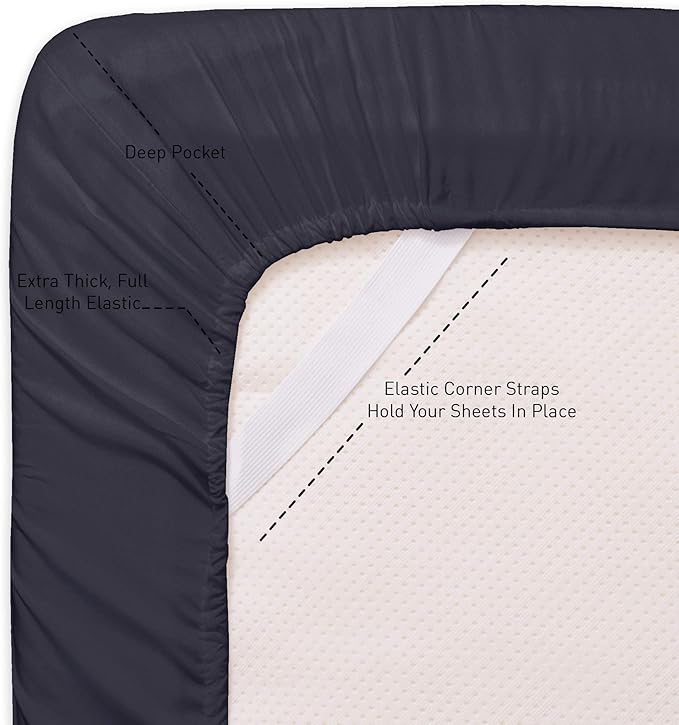 Queen Sheets Navy - 6 Piece 1500 Supreme Collection Fine Brushed Microfiber Deep Pocket Queen Sheet Set Bedding - 2 Extra Pillow Cases, Great Value, Queen, Navy