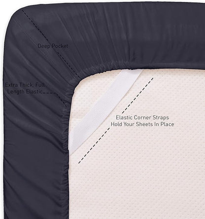 Queen Sheets Navy - 6 Piece 1500 Supreme Collection Fine Brushed Microfiber Deep Pocket Queen Sheet Set Bedding - 2 Extra Pillow Cases, Great Value, Queen, Navy