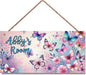 Personalized Name's Pretty Colorful Butterflies Nursery Kid's Children's Girls Bedroom Door Sign Wood Plaque Sign Butterfly Wall Decor Wall Art Decor Decorative Plate