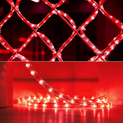 Brizled Rope Lights Outdoor, 18ft 216 LED Red Christmas Rope Lights Connectable, 120V Plugin Red Christmas Light Waterproof Clear Tube Lighting Indoor for Xmas Patio Garden Party Home Decorations
