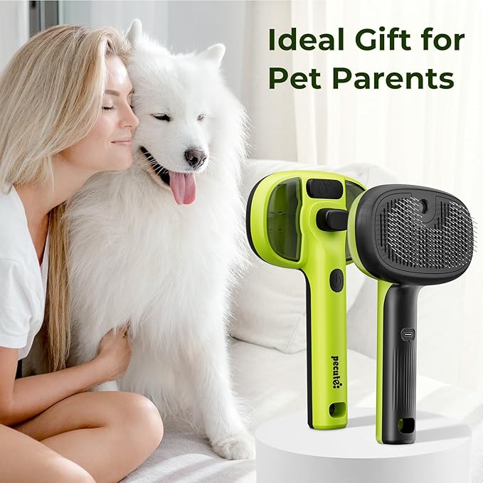 Pecute Cat Steam Brush, Self-Cleaning Steam Cat Brush with 2 Water Spray Modes, Large Capacity Tank, Steaming Renu Dog Brush for Shedding Massaging Grooming, Cool Mist Only-Mewly Pet