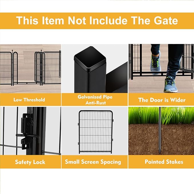 Garden Fence 36 Inch 14 Panels Without Gate, Inside and Outside, Total 31 Ft(l) Garden Fence for Yard and Dog, Black Dog Pen, Heavy Duty Pet Puppy Exercise Pen for Rv Camping-Mewly Pet