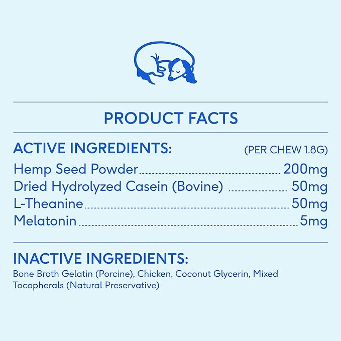 Native Pet Calming Chews for Dogs - Melatonin for Dogs Anxiety Relief - Grain Free All Natural Hemp Calming Treats & L-Theanine Helps Manage Stress & Separation Anxiety - Puppy Sleep Aid - 30 Chews-Mewly Pet