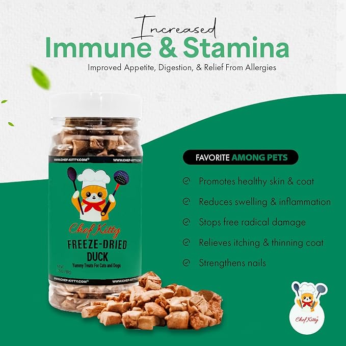 Freeze-Dried Duck Treats for Cats & Dogs – 100% Human Grade, Single Ingredient, High-Protein, Healthy Snack – No Additives or Preservatives – 1.5oz - Inspected & Tested in USA-Mewly Pet