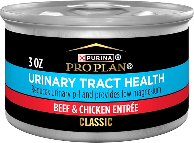 Purina Pro Plan Urinary Tract Health Beef and Chicken Entree Classic Cat Food - (Pack of 24) 3 oz. Pull-Top Cans-Mewly Pet