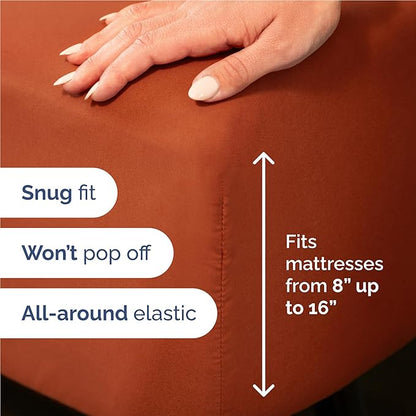 Twin XL 4 Piece Sheet Set - Comfy Breathable & Cooling - Ultra Soft Hotel Luxury Bedding Set w/ 8-16 Inch Deep Pockets - 1 Flat & 1 Fitted Sheet & 2 Pillowcases - Wrinkle Free & Easy Care - Terracotta